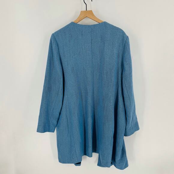 Chico’s Women’s Open Front Coat Blue Longline Blazer Lightweight Size 4 XXL - Picture 2 of 6